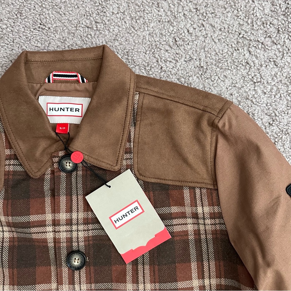 Hunter Lined Canvas Jacket Brown Plaid Mens S Barn Coat Rugged Utility Gorpcore - Picture 7 of 16